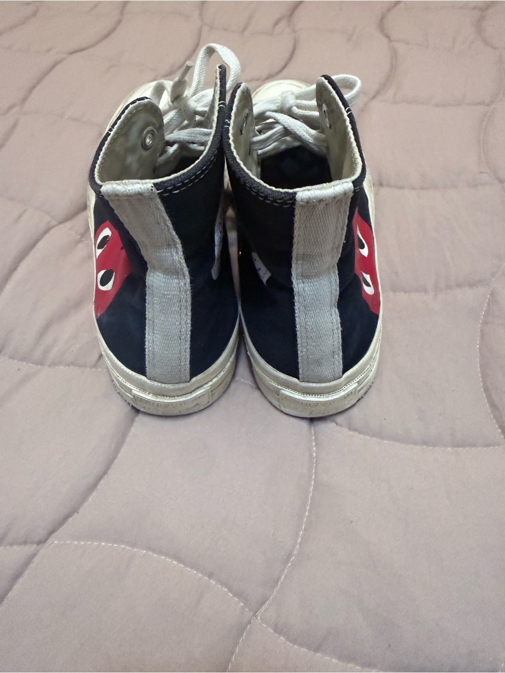 Comme des Garcons x Converse Beige Canvas Sneaker with Red Heart Logo - Picture 4 of 6